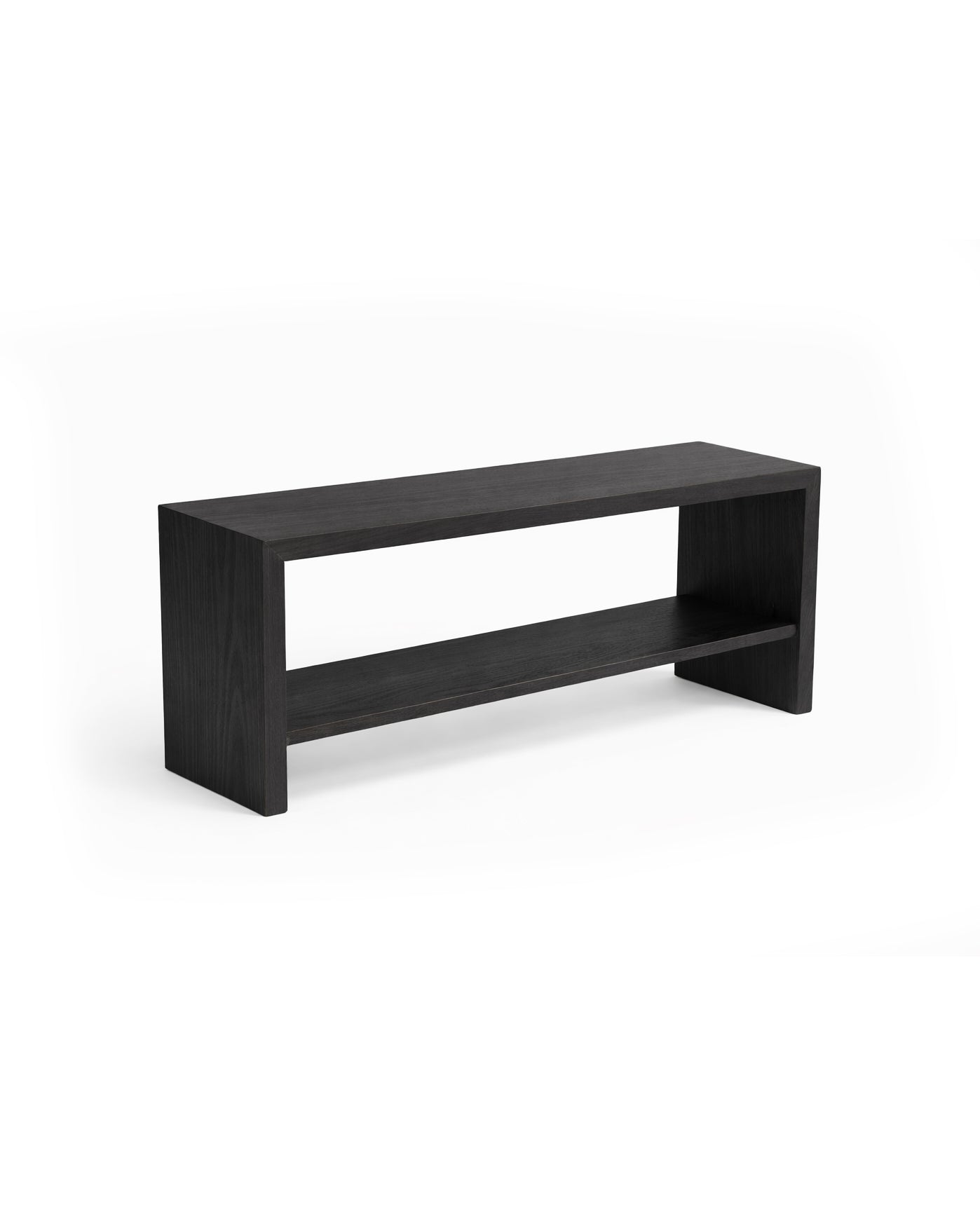 Black rectangular shelf on a white background