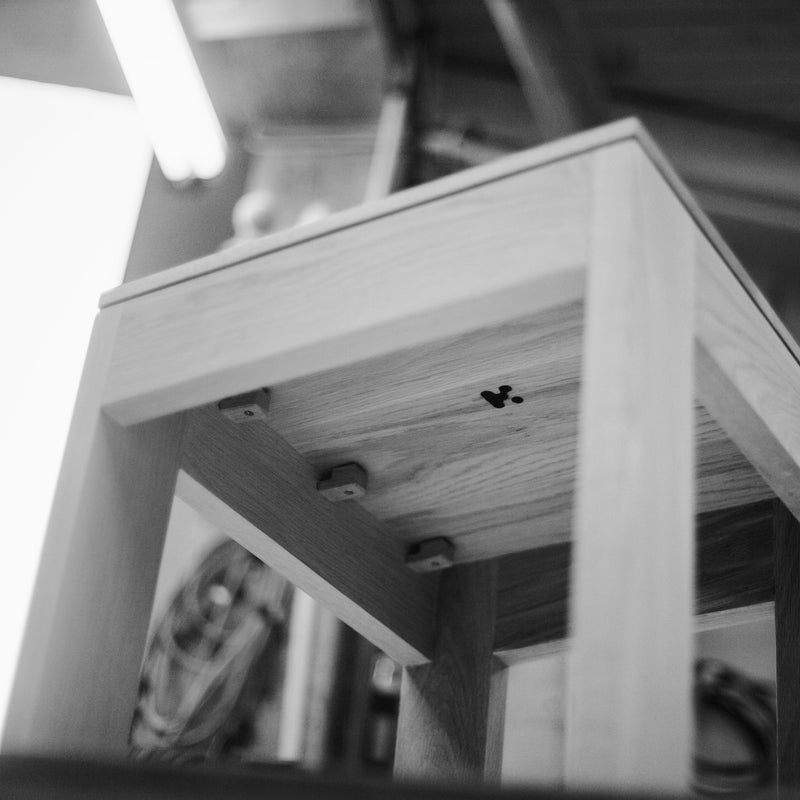 Wooden stool with a blurred background